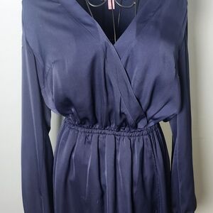 Lilly Pulitzer Navy Blue Long Sleeve Wrap Dress Women’s Medium Lined